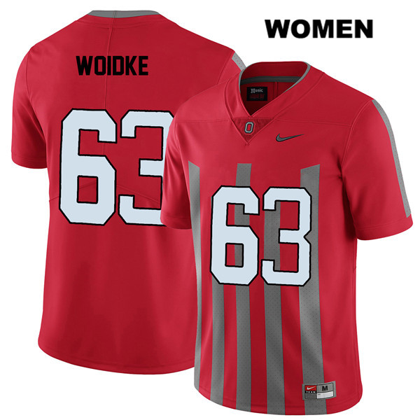 Ohio State Buckeyes Women's Kevin Woidke #63 Red Authentic Nike Elite College NCAA Stitched Football Jersey XW19M00PA